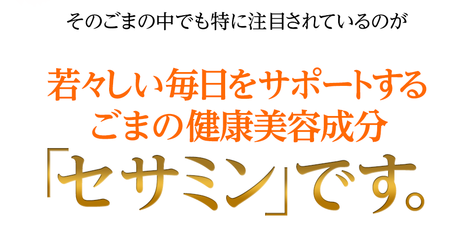 そのごまの中でも特に注目されているのが若々しい毎日をサポートするゴマの健康美容成分「セサミン」です