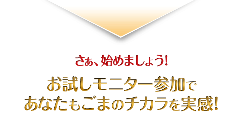 さぁ始めましょう!お試しモニター参加であなたもごまのチカラを実感！