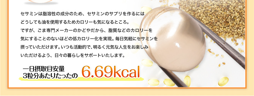 一日摂取目安量3粒分あたりたったの6.69kcal