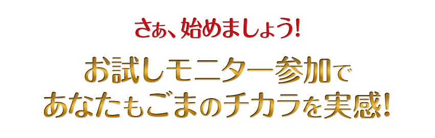 さぁ始めましょう!お試しモニター参加であなたもごまのチカラを実感！
